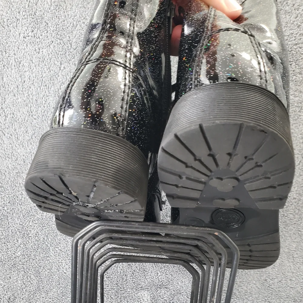 Wonder Nation Black Glitter Moto Boot